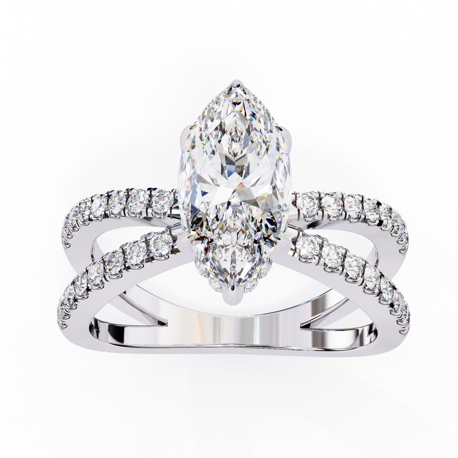 il_1588xN.7658966383_rxbl.jpg Marquise Cut Natural Diamond Engagement Ring in 950 Platinum - Image 1