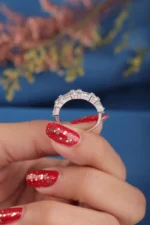 0.75 CT Baguette Cut Moissanite Diamond Thin Stacking Wedding Band in 950 Platinum - Image 3