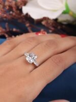 Baguette Side Stones Radiant Cut Moissanite Diamond Engagement Ring in 950 Platinum - Image 8