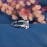 Baguette Side Stones Radiant Cut Moissanite Diamond Engagement Ring in 950 Platinum - Image 9