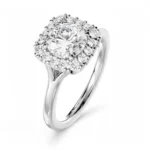 Round Brilliant 1.50 CT Moissanite Diamond Halo Engagement Ring in 950 Platinum