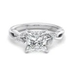 Princess Cut 2.00 CT Moissanite Diamond Leaf Design Engagement Ring in 950 Platinum