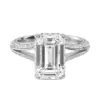 950 platinum 3.09ct emerald cut natural diamond prong and pavé engagement ring