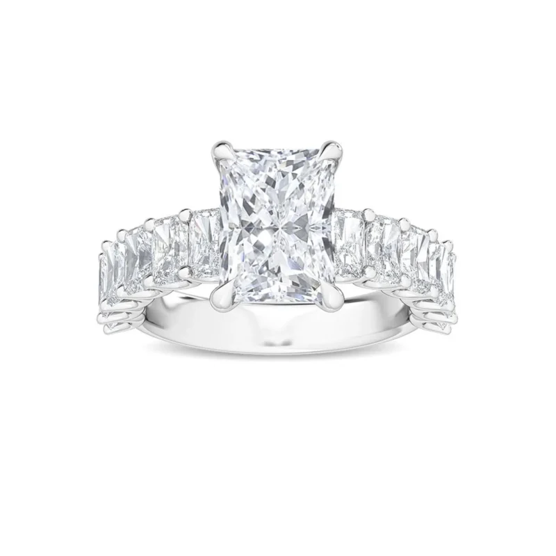 950 Platinum 3.58ct Radiant Cut Natural Diamond 4-Prong Engagement Ring